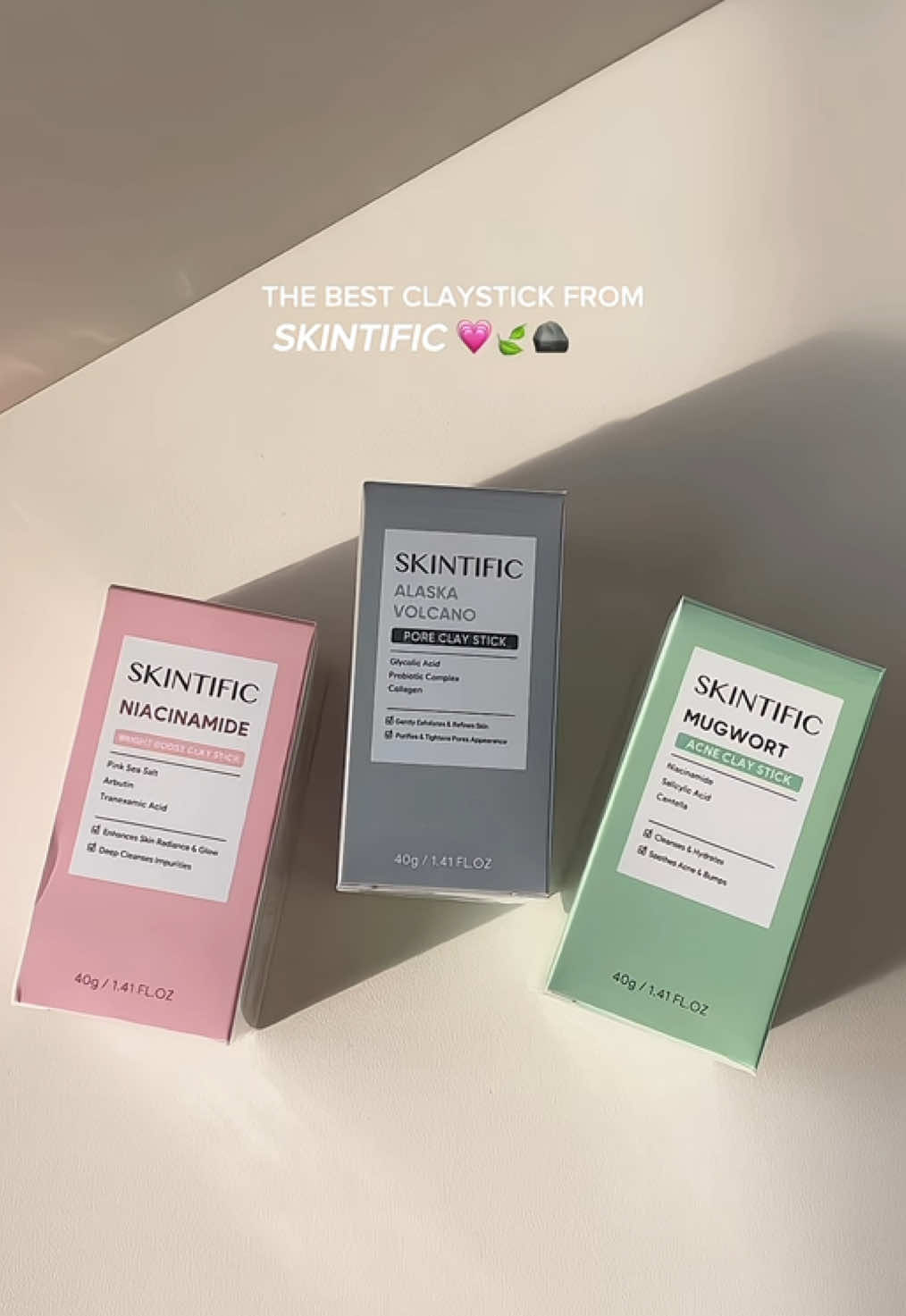 Siapa dah try clay stick from skintific? Serius best tau! One of my fav clay stick, texture dia sangat smooth, senang nak remove! Korang kena cuba!  Which one is your favorite claystick from @skintific.my? 🍃💗🪨 #claystickskintific #skintificmy #skintificclaystick 