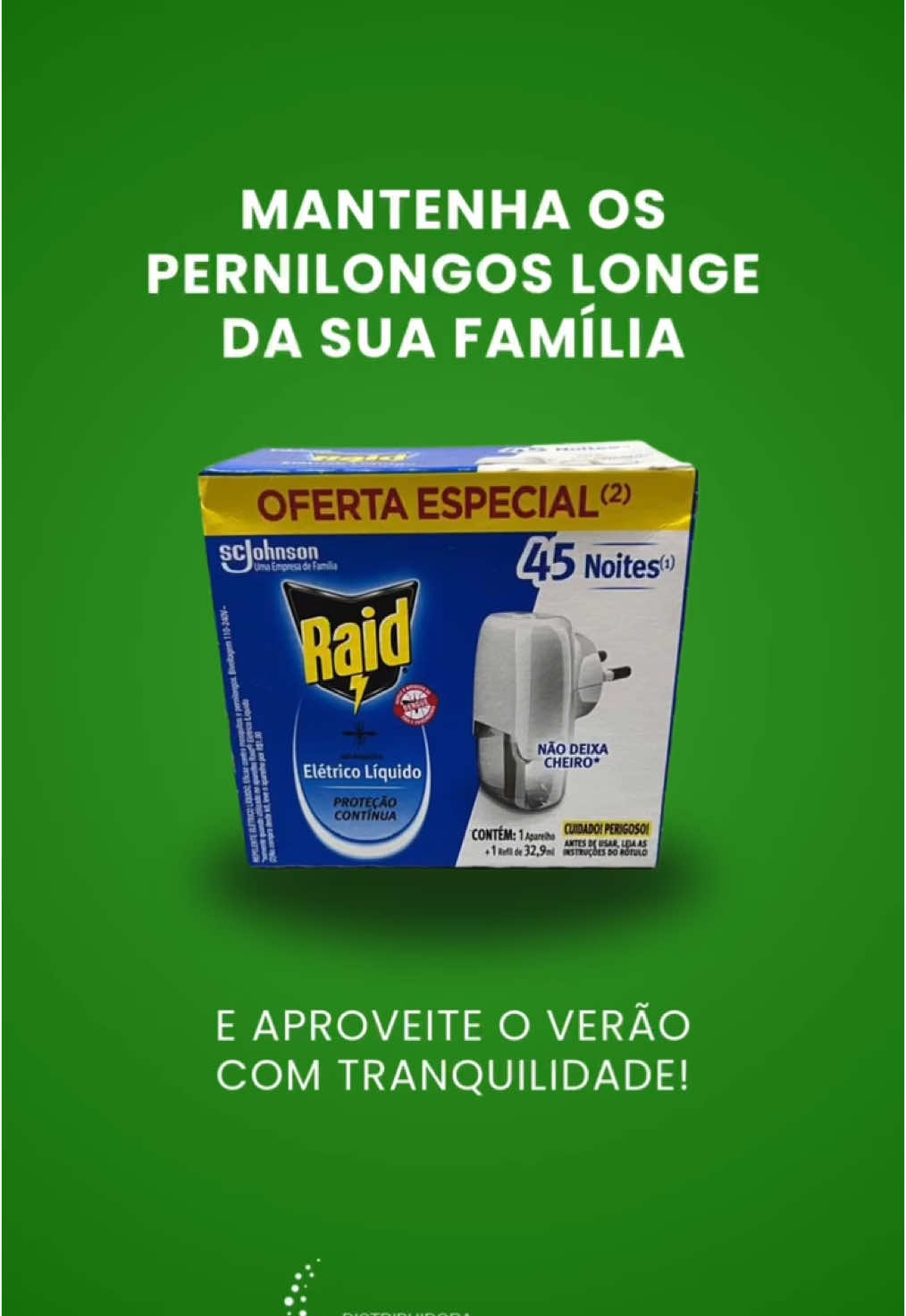 Você está cansado de se preocupar com os mosquitos em casa, especialmente à noite? 🦟 Temos a solução ideal para te garantir noites tranquilas e protegidas! O Raid Elétrico Líquido oferece proteção eficaz contra mosquitos, proporcionando o conforto e a segurança que você e sua família merecem. 🌙 Proteção por até 45 Noites Com apenas um refil, oferece até 45 noites de proteção contínua (considerando 8 horas por noite). Esqueça as picadas e a coceira – você vai dormir tranquilo sabendo que o ambiente está protegido de forma eficaz. Vendas no atacado e varejo:📱(31) 99630-1309 #distribuidoralimpando #distribuidora #produtosdelimpeza #limpando #pontenova #limpezapontenova #limpezaprofunda #raid #raidelétrico #45noites #raid45noites