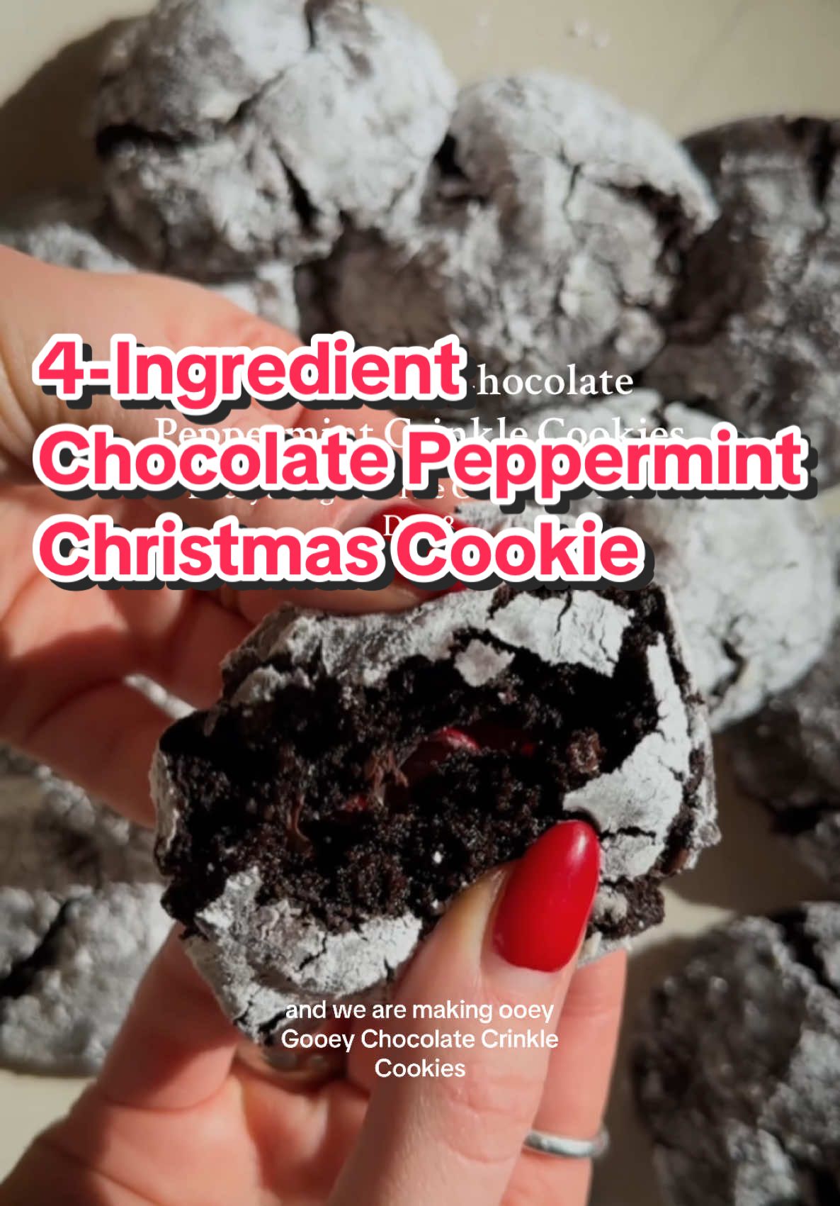 All you need are 4 ingredients and 20 minutes bestie 🤎 Follow the instructions on the box and bake at 350 degrees for 12 minutes. You’re welcome! #easydesserts #traderjoes #chocolatecrinklecookies #christmasdessert 