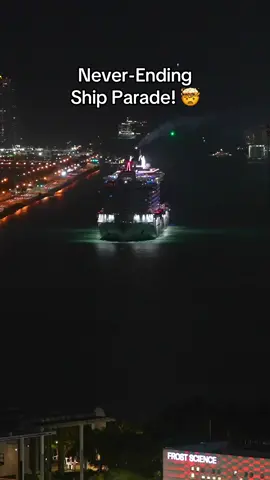 One of the busiest days for sure #cruises #cruisetok #cruiseships #miami #portofmiami #timelapse #cruiselife 
