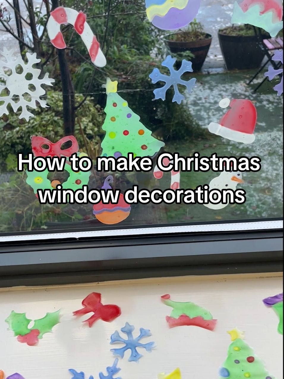DIY Christmas window stickers Draw your designs or use our free downloads to create your very own festive window decorations! Place your designs under a clear acetate sheet Add a few drops of paint and washing up liquid to 1-2 tablespoons of PVA glue Combine 1-2 tbsp PVA glue, a few drops of paint, and washing-up liquid. Use the mixture to paint over your design Let them dry overnight, peel, and stick to your windows! #ArtForKids #CraftsForkids #KidsActivities #ScienceAtHome #fyp #DIY #HowTo #ChristmasCrafts #ChristmasScience #Science #Christmas  #IdeasForKids #ScienceForKids #EasyDIY #Science #ChristmasDecorations 