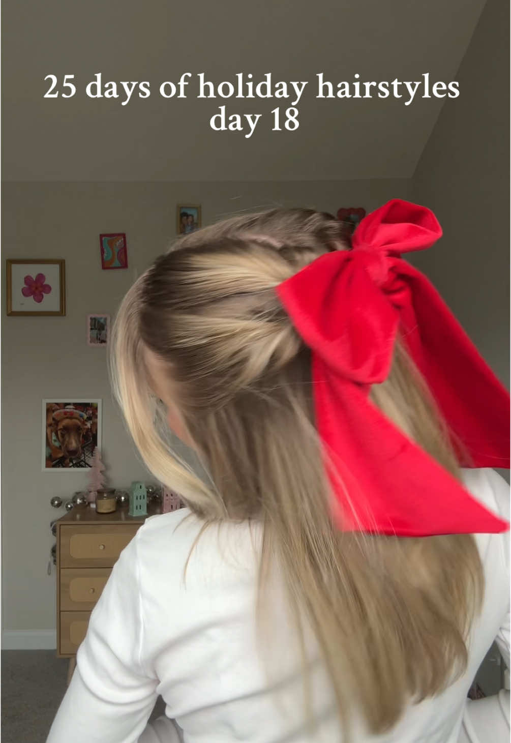 saw this cute bow hack!!! 🎀🤭#holiday #christmas #hairstyle #hair #bows #tutorial #hairtok 