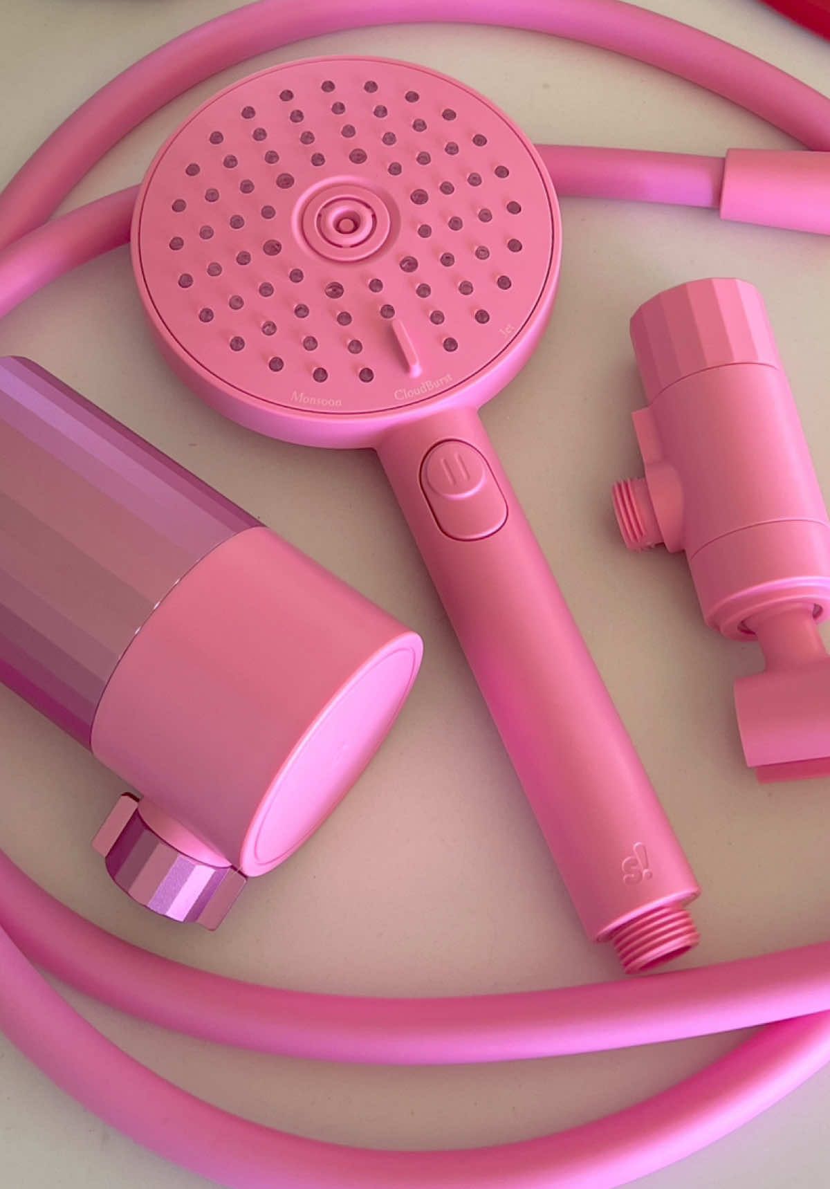 handy woman reporting for duty 👋🏻 part 2 coming soon! 💕 pink showerhead & filter system by @sproos!  #pinkaesthetic #pinktok #showerhead #showerfilter #bathroommakeover #bathroomdecor #momlifevibes 