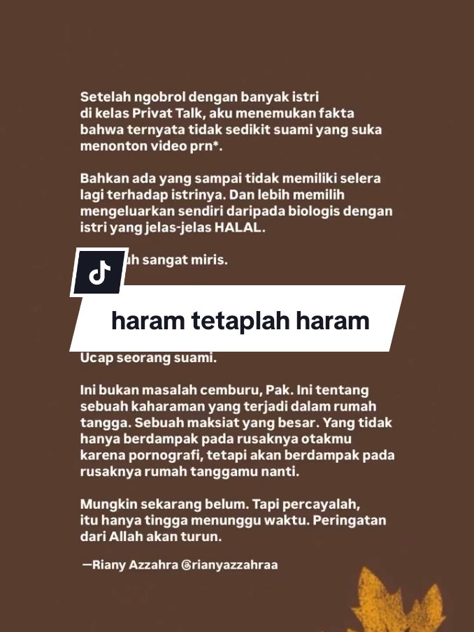 menonton video P*r*n* bisa merusak sarap otak sehingga fikiran tidak stabil,selain itu hukumnya haram ✖️. #nasehat #creatorsearchinsights #tiktok #nasehatislami #fypage #TikTokCreatorSearchInsightsIncentive 