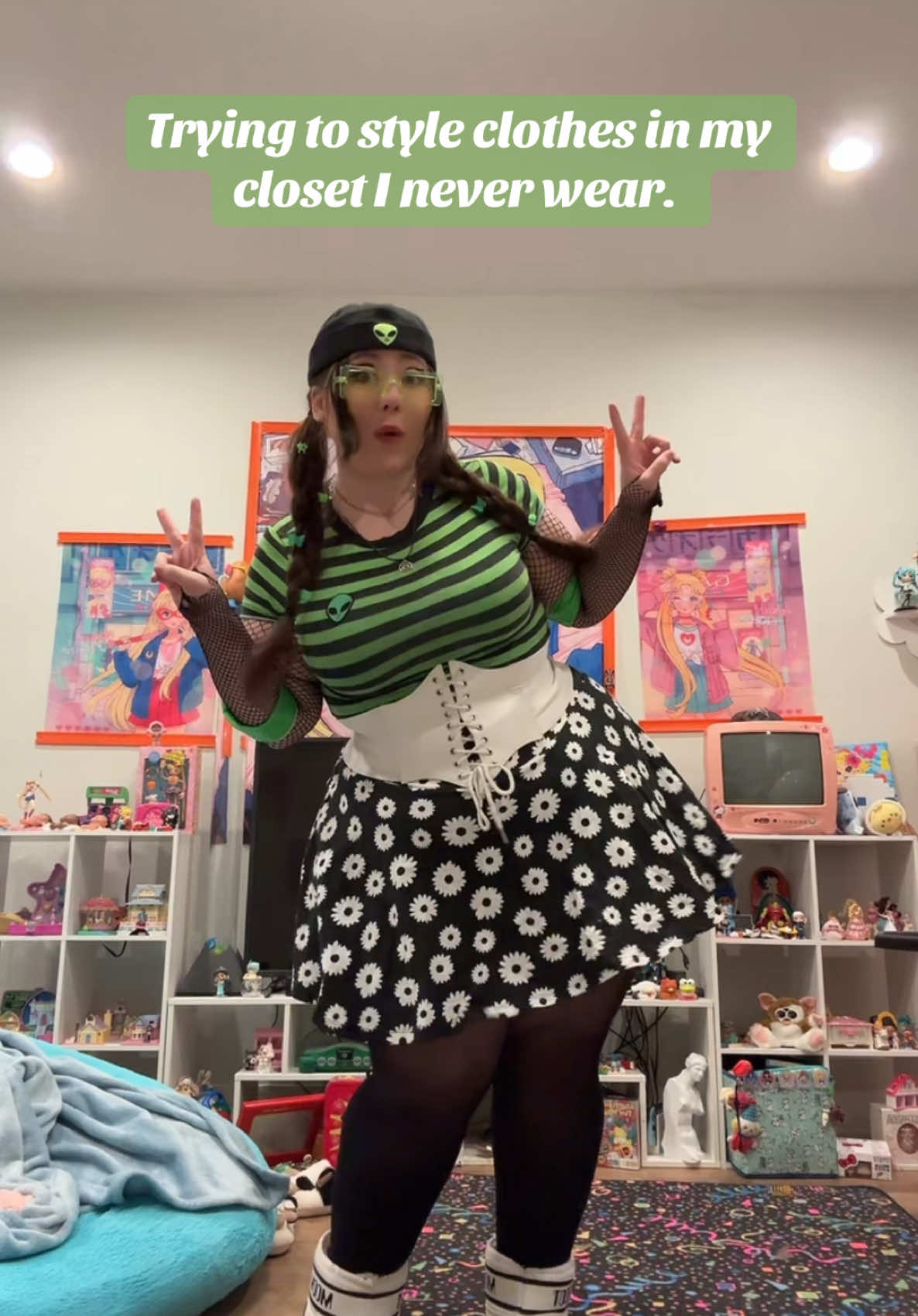 Trying to style clothes I never wear. Event: Alien themed birthday party #fashiontiktok #plussizefashion #dresstoimpress #aliens @hottopicofficial @moonboot @Snag - Clothes That Fit 