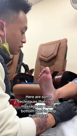 Here are some techniques that I use to massage my clients bottom foot to help them relax by using no cap foot cream by @Beyond The Cream #nailtok #fyp #pedicure #vietnamesesalon #meme #tutorial #tiktokshop #holidayhaul #massage 