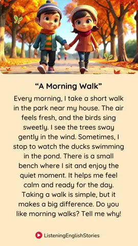 Short English Story: A Morning Walk #englishstorylistening #storytelling #learnenglishfromstories #learningenglishstory #learnengishthroughstory
