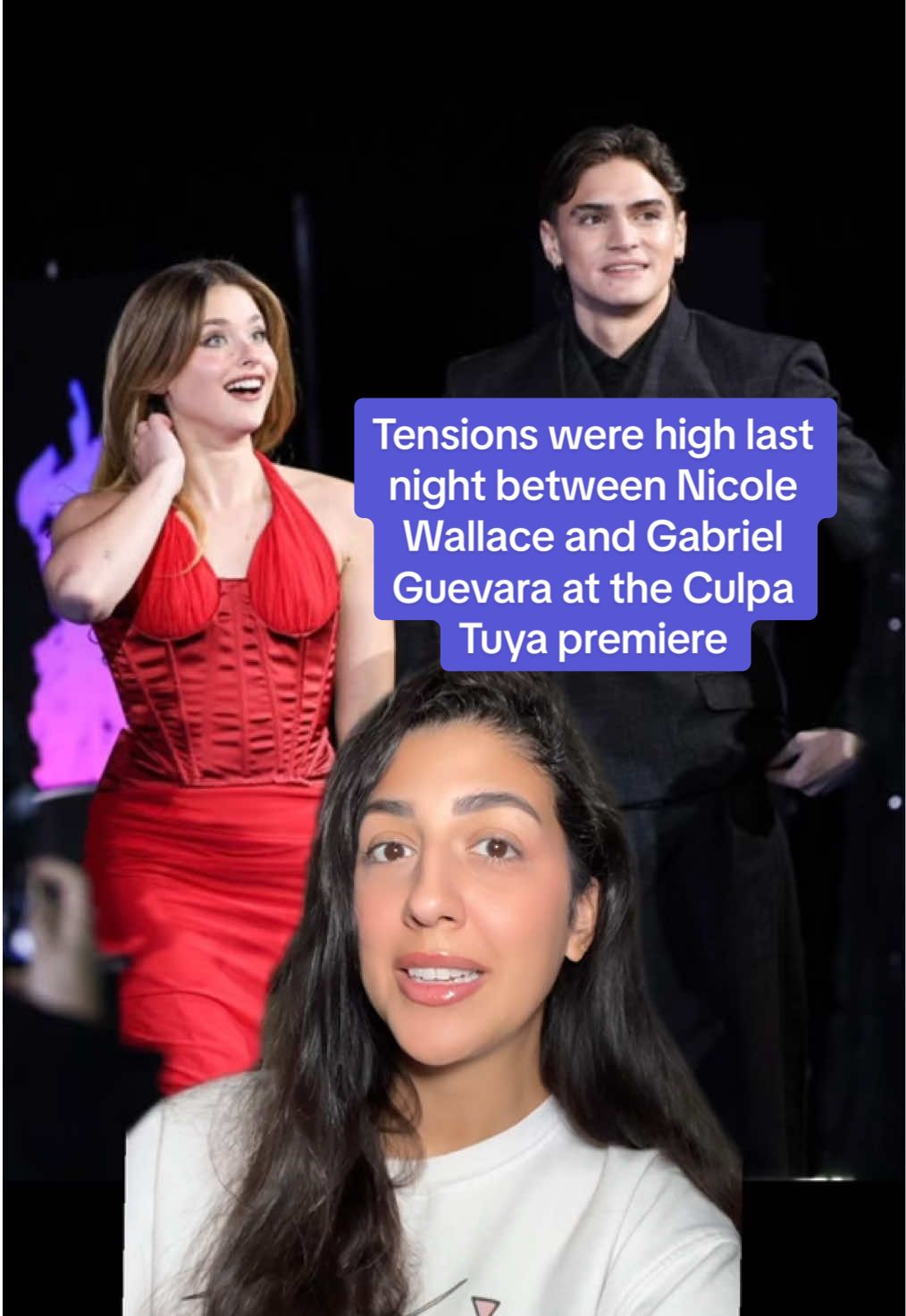 Tensions were high last night between Nicole Wallace and Gabriel Guevara at the Culpa Tuya premiere