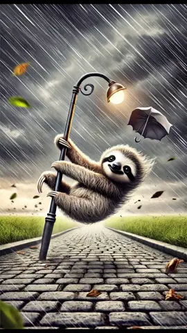 Is it such bad weather where you live? ⛈️☔️🌪️ #badweather #schietwetter #rainy #stormy #sloth 