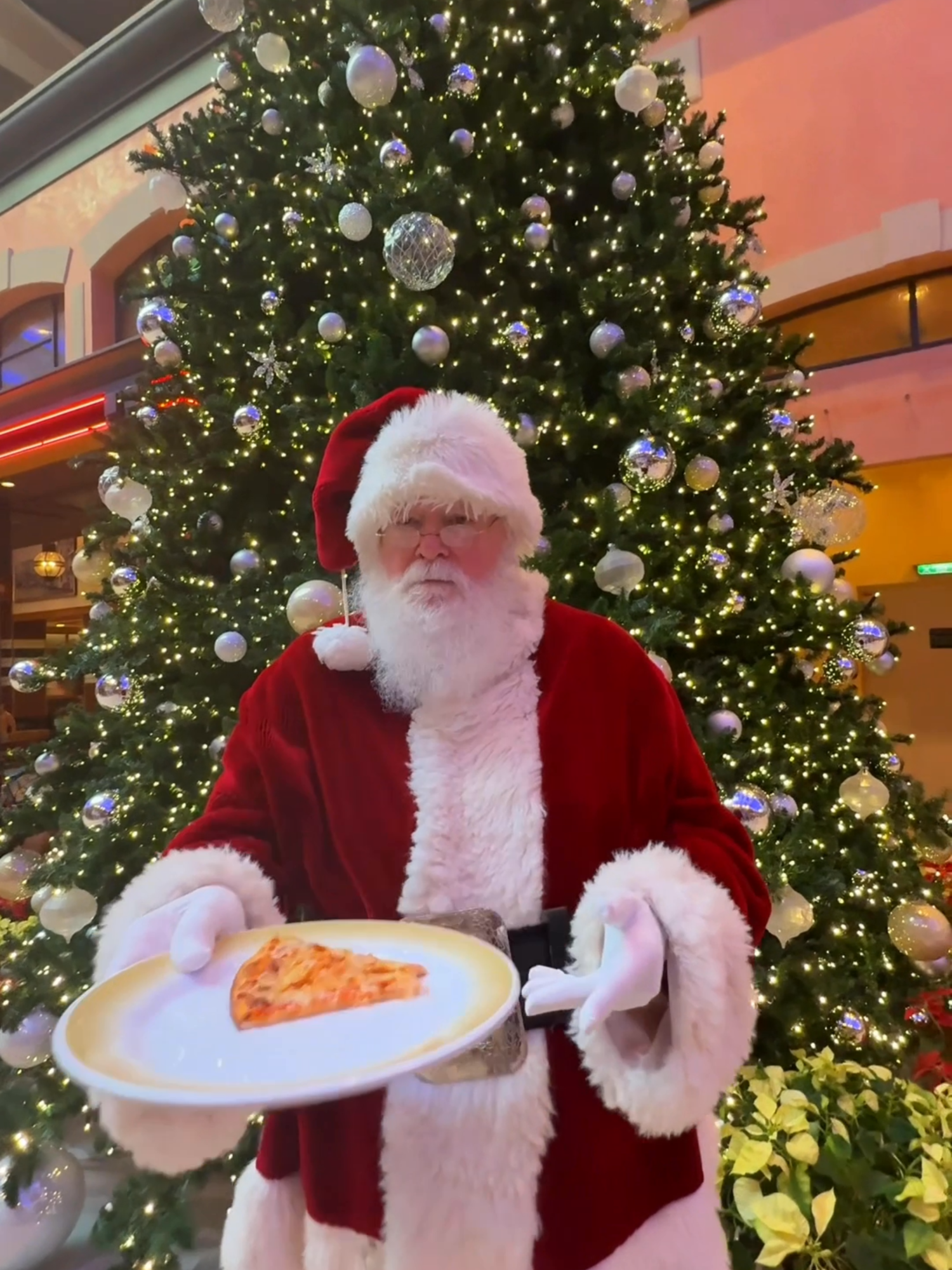 Happy holidays, brought to you by Sorrento’s 🍕 #cruise #vacation #holidays #santa #pizza