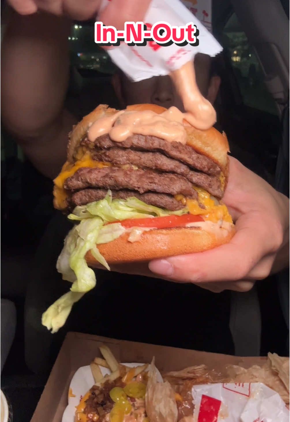 I waited an hour for this 🍔 #food #Foodie #foodreview #innout #burger #fries #mukbang #asmr #tastetest #fyp #fastfood #eating 