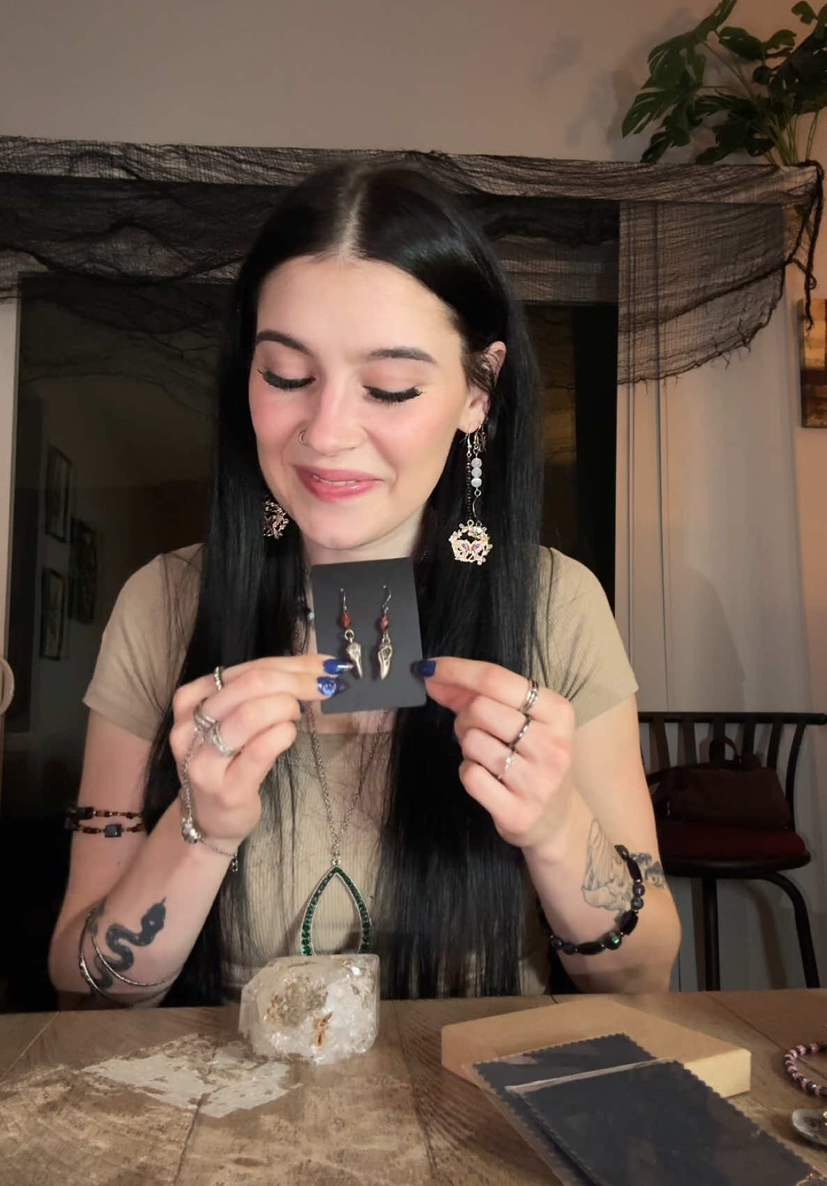 @Green Rose Alchemy i love and appreciate you so much. I can not wait to wear these with the necklace!! Thank you for always supporting me theough everything ❤️🖤#mysteryjewlerygirl #trendingvideo #fyp #foryewwww #imjustagirl #supportsmallbusiness #unboxingvideo #mystery #jewlery #jar #crystalshop #oddities 