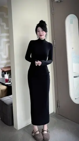 Váy body cổ 3p Nỉ len lông cao#doxinh #phoidodep #cáchphốiđồxinh #xuhuongtiktok #CapCut 