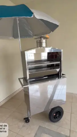 Carrinho em inox desmontavel para espetinho com guarda sol #praia #bebida #vender #ambulante #carrinho #espetinho #empreendedor #refrigerante #cerveja