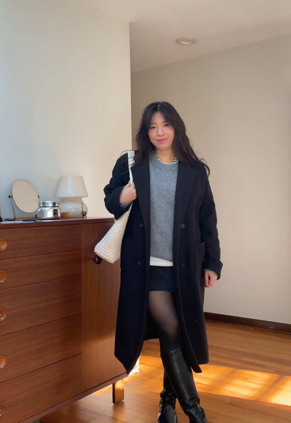 Winter ootd 🖤  Fall fashion 2024, winter fashion, winter outfit, mini skirt outfit, long coat, winter style, free people, sezane sweater, chunky necklace, ootd, grwm, daily outfit, outfit ideas, daily fit, casual style, tall boots, outfit reels, outfit inspo, pregnancy outfit, holiday outfit  #OOTD #winterfashion #winteroutfit #winterstyle #holidaystyle #holidayoutfits #outfitreel #grwm #dailyoutfit
