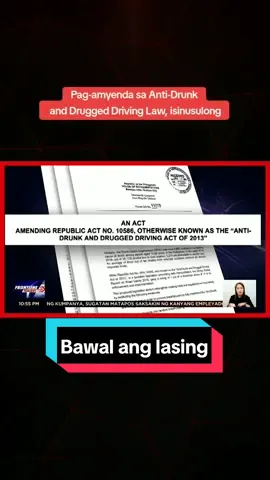 Inihain sa House of Representatives ang isang panukala na mag-aamyenda sa Anti-Drunk and Drugged Driving Law para mas higpitan ang pagbabawal sa pagmamaneho nang lasing. #News5 #newsph | via Marianne Enriquez 