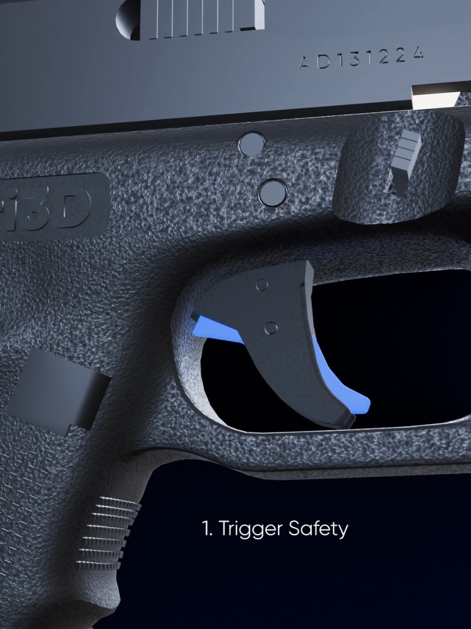 How a gun's safety works (all 3) #trigger #gun #pubg #safety #glock19 #guntok #cod #gaming  #3d #animation #handgun
