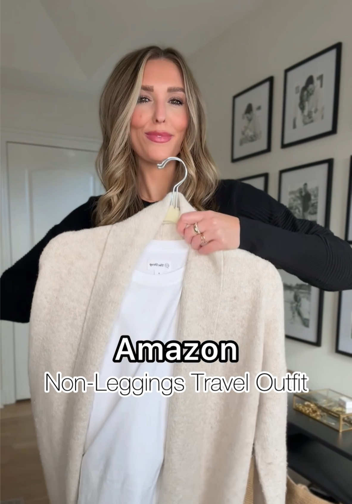 The perfect non-leggings travel outfit! I am obsessed with these wide leg yoga pants. They are so comfortable and come in regular and tall inseams (I’m 5’8” for reference and wearing a small tall).  ##traveloutfit##travelstyle##airportoutfit##widelegpants##comfyoutfits##travelinstyle