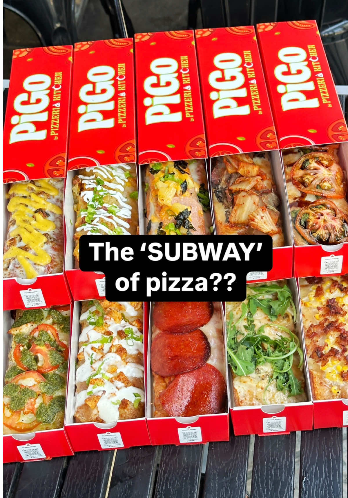 We've never seen a pizzeria like this! @Pizzeria_Kitchen is taking personal pizzas to the next level! 🍕 Their PiGo's are like Subway, but for pizza and everything's made to order and can easily be eaten on the go. 🙌🏼  You can get the usual suspects of toppings like pepperoni, cheese, and mushrooms 😋 but they also have other bold options like Spicy Mayo Spam, Roast Beef Kimchi, and Corn Cheese Bacon! 💯 @Food With Bros #pizza #subway 