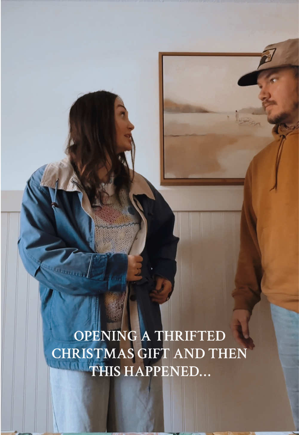 Im concerned about what we found in the pocket but my husband DID SO GOOD!!!! He thrifted this for $5.49 👏 #thrifted #thriftfinds #thriftedfashion #thriftmas #thrifthaul #vintagefashion #husbandwife 