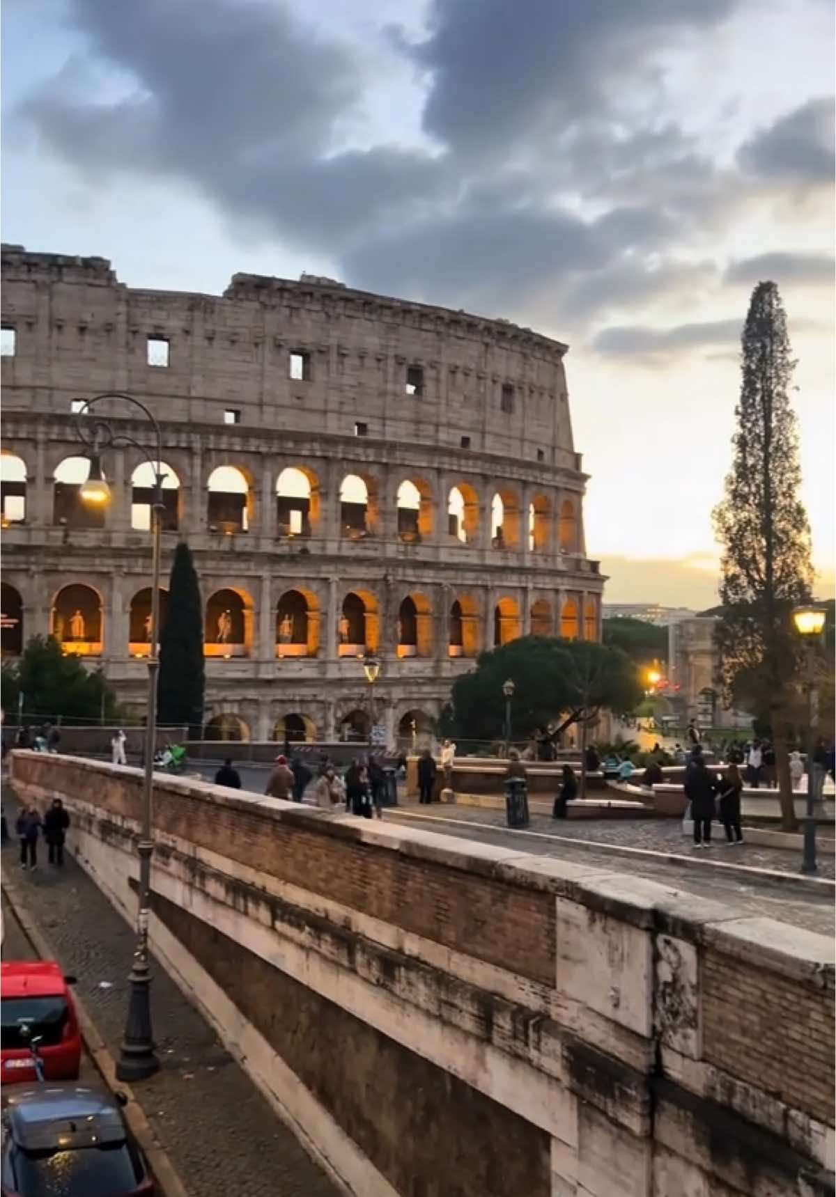 📍Colosseum, Rome, Italy 🏟️                        #italy #rome #colosseum #december #travel #sunset #evening 