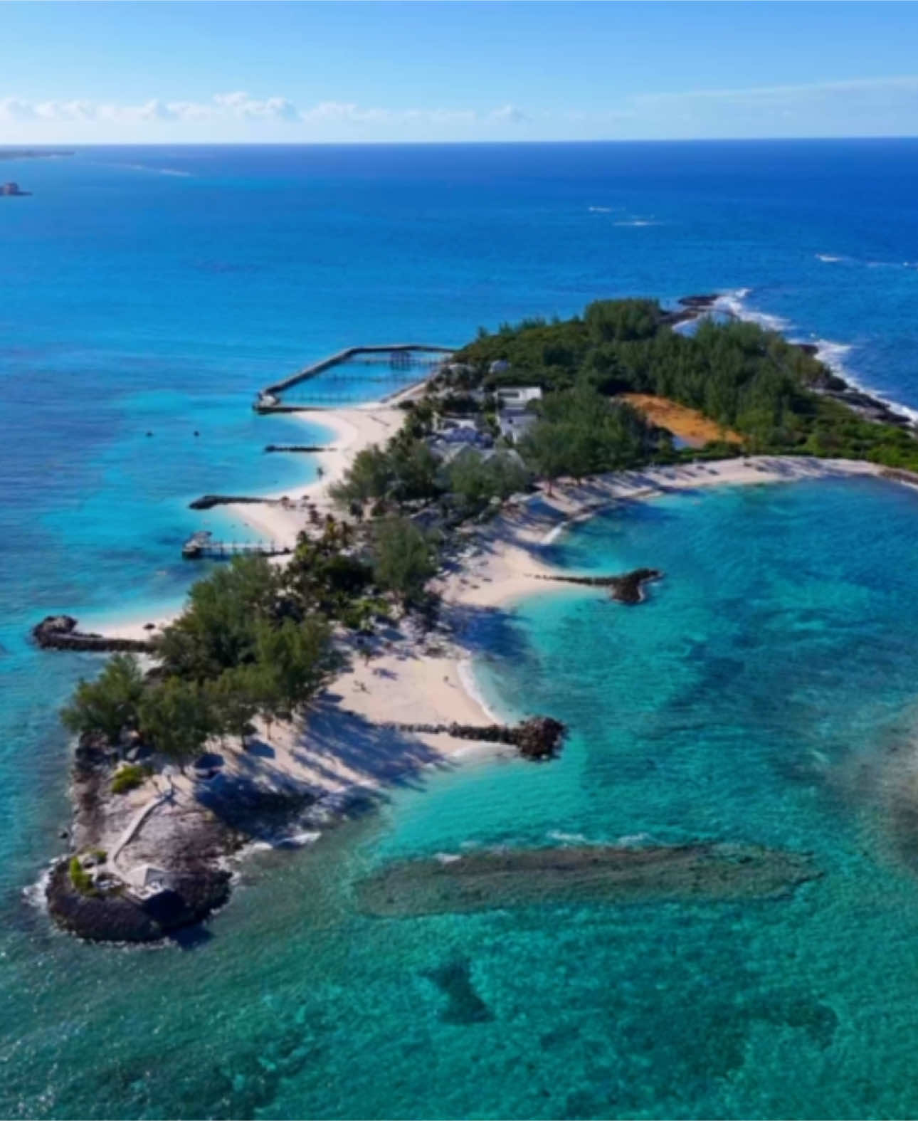 Made it to Bahamas, and here I am with bae walking on the beach of this private island!! . . . 📌 Sandals Bahamas  . . . #bahamas #sandals #fyp