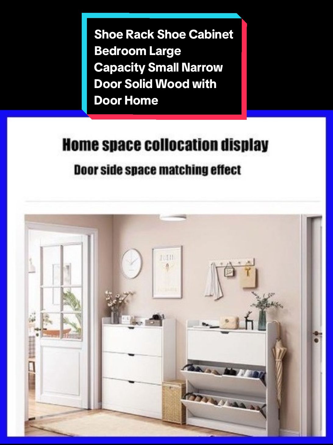 Only ₱2,000.00!  Shoe Rack Shoe Cabinet Bedroom Large Capacity Small Narrow Door Solid Wood with Door Home Small Apartment #shoerack #shoecabinet #fyp 