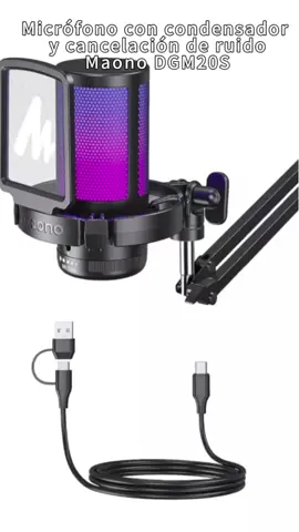 Micrófono con condensador y cancelación de ruido Maono DGM20S #microfono #anc #ruido #gamers #gaming #rgb #rgblights #usb #pedestal #mic #maono #quito #quito_ecuador🇪🇨 #calderon #carapungo #llanogrande #carcelen #cumbaya #manabi #guayas #4you #fyp 