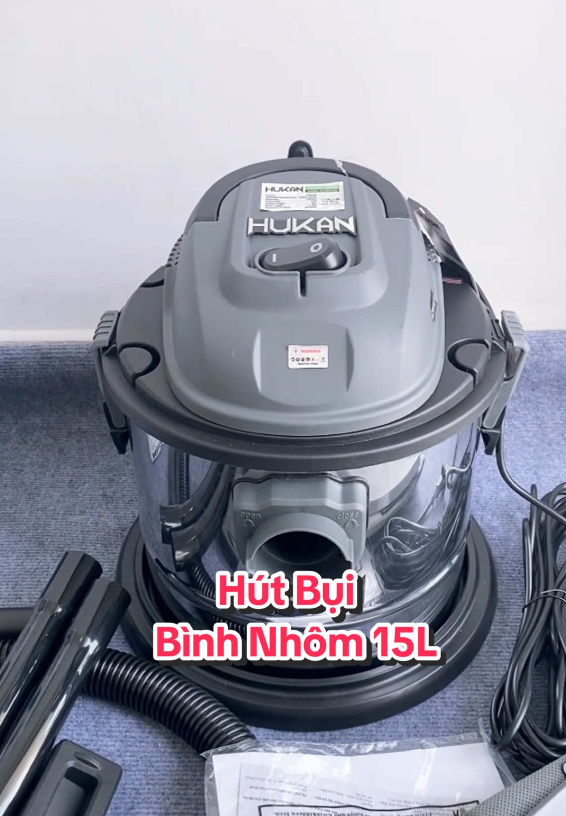 Máy hút bụi bình nhôm 15 lít, Hukan G2-HBCN15L sử dụng điện #mayhutbui #mayhutbuicamtay #mayhutchankhong #mayhut