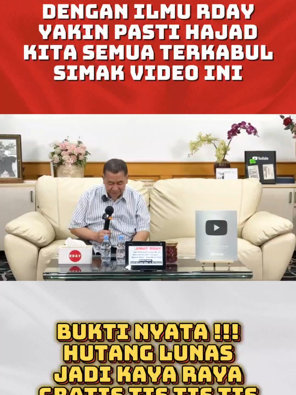 GRATISSSS...TIS..TISS‼️  NO BAYAR BAYAR !!!! NO MAHAR MAHAR !!!  PAKSAIN DATANG UNTUK KONSULTASI LANGSUNG DENGAN PAK HAJI DWI SUSANTO & KETEMU ANAK² YATIM RDAY !!!!  Insya Allah setiap malam Pak Haji ada terus di RDAY. Waktu PENCERAHAN di RDAY pukul 20.00 WIB Yang belum bisa hadir, simak aja Live Streaming Youtube RDAY OFFICIAL H. Dwi Susanto, silakan praktek ilmu RDAY. (Pak Haji tidak bisa konsultasi via online / WA / Telpon)  ALAMAT LENGKAP (silakan cek google maps) RUMAH DOA ANAK YATIM H. DWI SUSANTO  Jl. Raya Cikampak ~ Cicadas No.21 Desa Cibuntu Kec. Ciampea Kabupaten Bogor Jawa Barat 16620 WA HOTLINE RDAY 0812-898-234 #rday #bogor #yatim #anakyatim #anakyatimrday #kandangembee #hajidwisusanto #rdaybogor #rdaypencerahan #sedekah #sedekahyatim #sedekahanaakyatim #sedekahyuk #sedekahjumat #sedekahonline #sedekahrombongan #sedekahsubuh #sedekahpatungan #rumahdoaanakyatim #rdaypencerahan #rumahdoaanakyatimkandangembeee  #caralunashutang #lunashutang #riba  #jakarta #depok #bekasi #tangerang #bandung #indonesia 🇲🇨