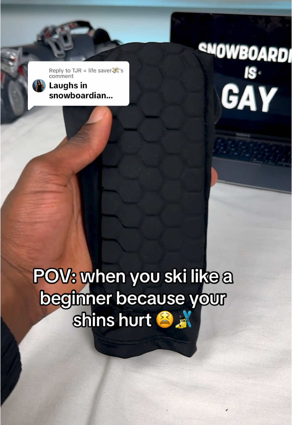 Replying to @TJR = life saver💸 My shins are good now 😌⛷️ #shinpain #skiing #skiseason #ski #skitiktok #skibeginner 