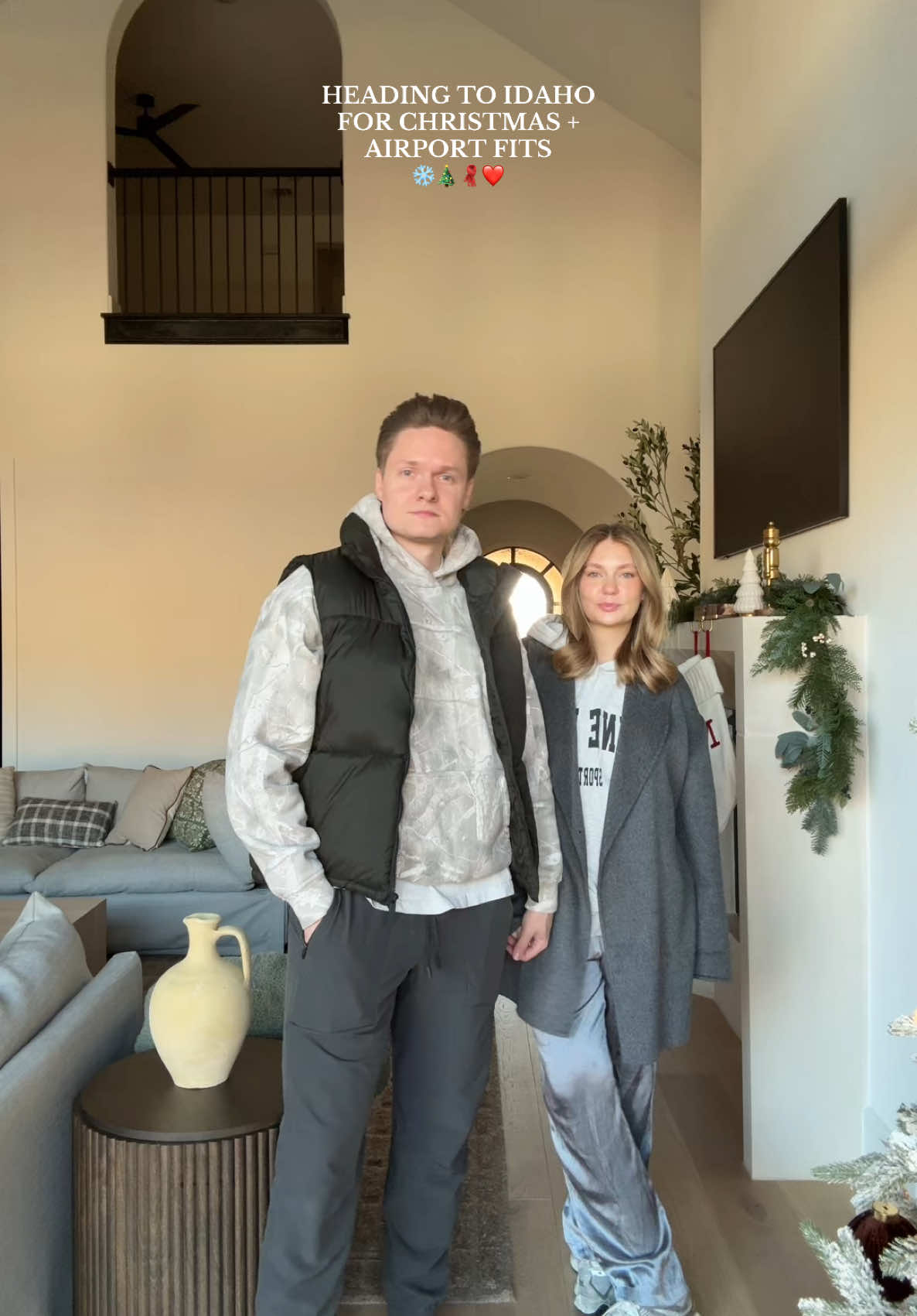 Its the color coordinating for me 🤌🏼 ##christmastime##airportfits##couplefits##christmas##fyptravel##hairstylistdayoff