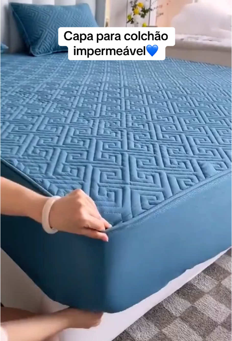 Capa para colchão impermeável com elástico💙LINK NOS COMENTÁRIOS. #achadinhos #fouryou #casa #shopee 