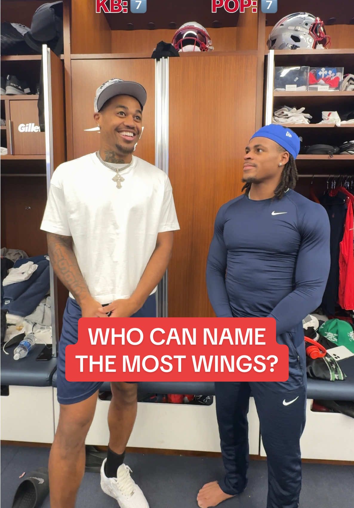 pop was making sauces up 🤦‍♂️🧢 #newengland #nfl #football #lockerroom #travel #wings #competition 