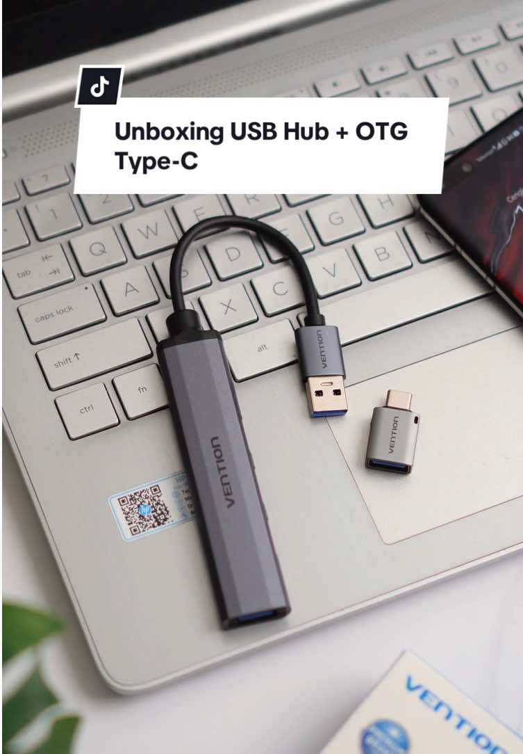 Unboxing USB Hub Slim Mini + OTG Type-C, solusi laptop yang minim port & pindahin data ke hp jadi lebih cepat.  #vention #ventionauthorized #usbhub #otgtypec #hubusb 