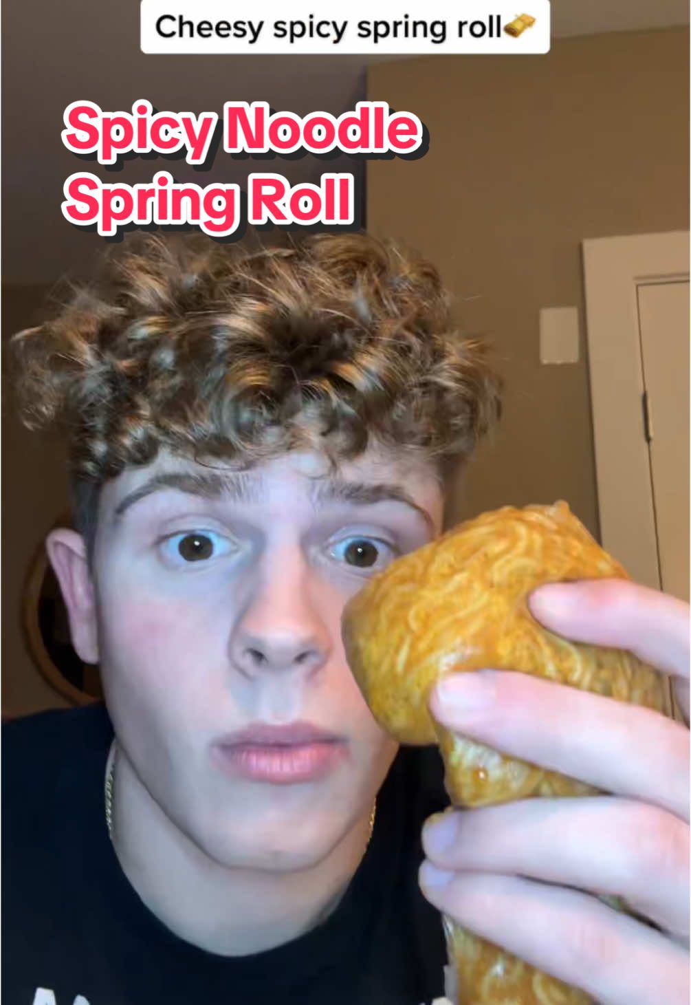 This Spring Roll Got me Sweating!😪 #spicy #springroll #mukbang #foodhacks #thefoodguy #foodreview #ramen #buldak #noodles #hot #foodiefam 