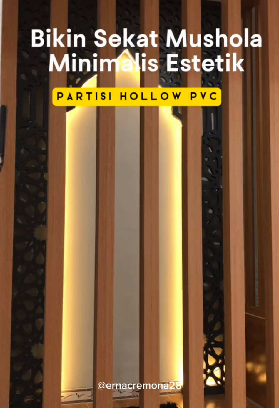 Bikin Sekat Mushola Minimalis dan Estetik  🔸Bahan Kisi-kisi PVC ukuran 5cm x 5cm x 290 cm Beli @Rumah Estetik  📍Selotopeng - Kediri  #mushola #musholaestetik #partisipvc #kisikisi #mihrabmushola #kontraktorsurabaya #kontraktormalang #kontraktorkediri #kontraktornganjuk 