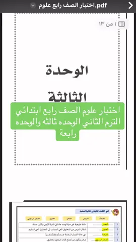 اختبار علوم الصف رابع ابتدائي الترم ثاني#سعودية #كومنتات #لايكات 