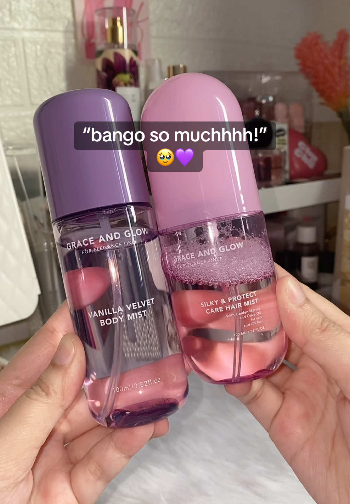 Perfect combo!! 💜 #graceandglow #bodymist #hairmist #fyp 