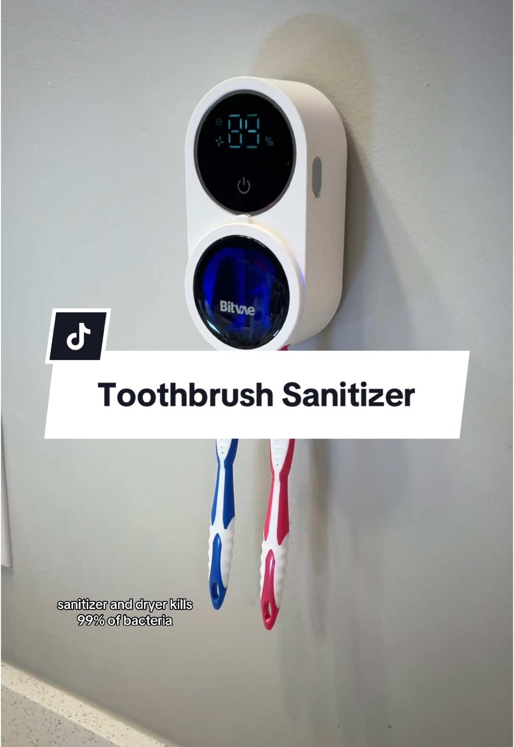 This is so convenient, no going back. #toothbrushholder #toothbrush #toothbrushsanitizer #toothbrushsterilizer #bathroomdecor 