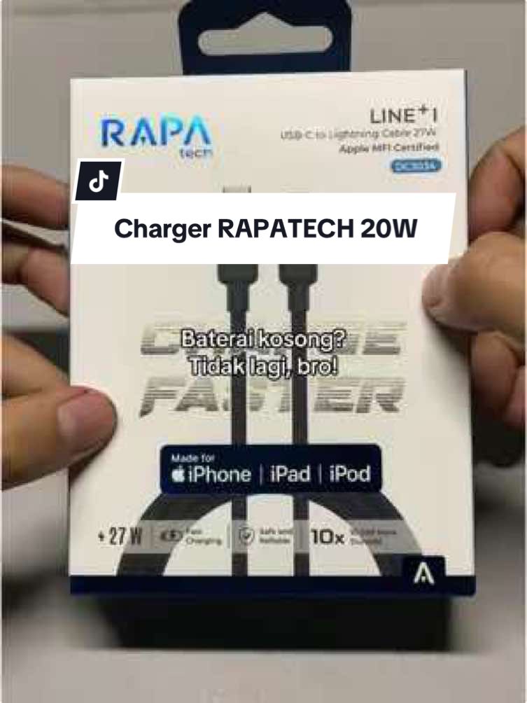 tidak perlu khawatir baterai kosong, charger 20Watt ini solusi anda‼️#chargeriphone #charger20watt #chargerrapatech 