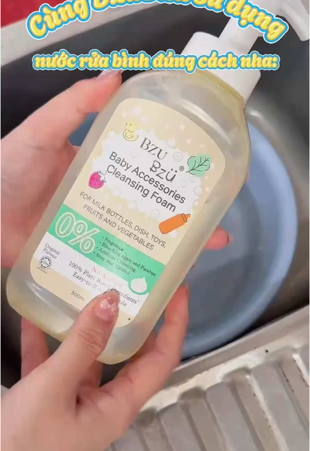 Hướng dẫn sử dụng đúng chuẩn nước rửa bình nhà Bzu Bzu nhé các mom 😍 #BZUBZUVietnam #BZUBZU #MẹVàBé 