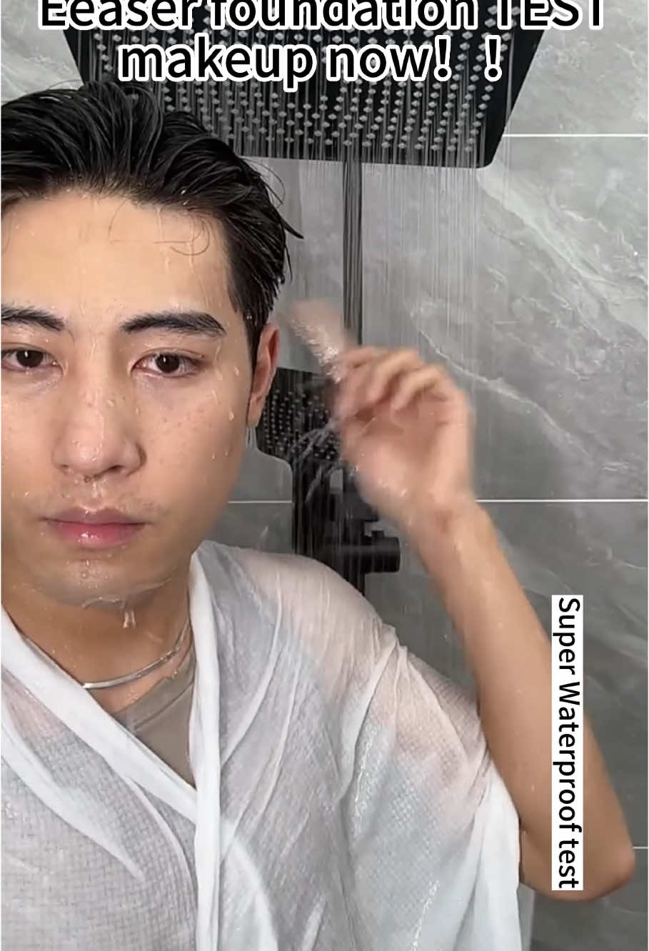 Earser foundation waterproof test now!!😱#foundation #naturalskin #waterprooftest #cantik #makeup #viral 