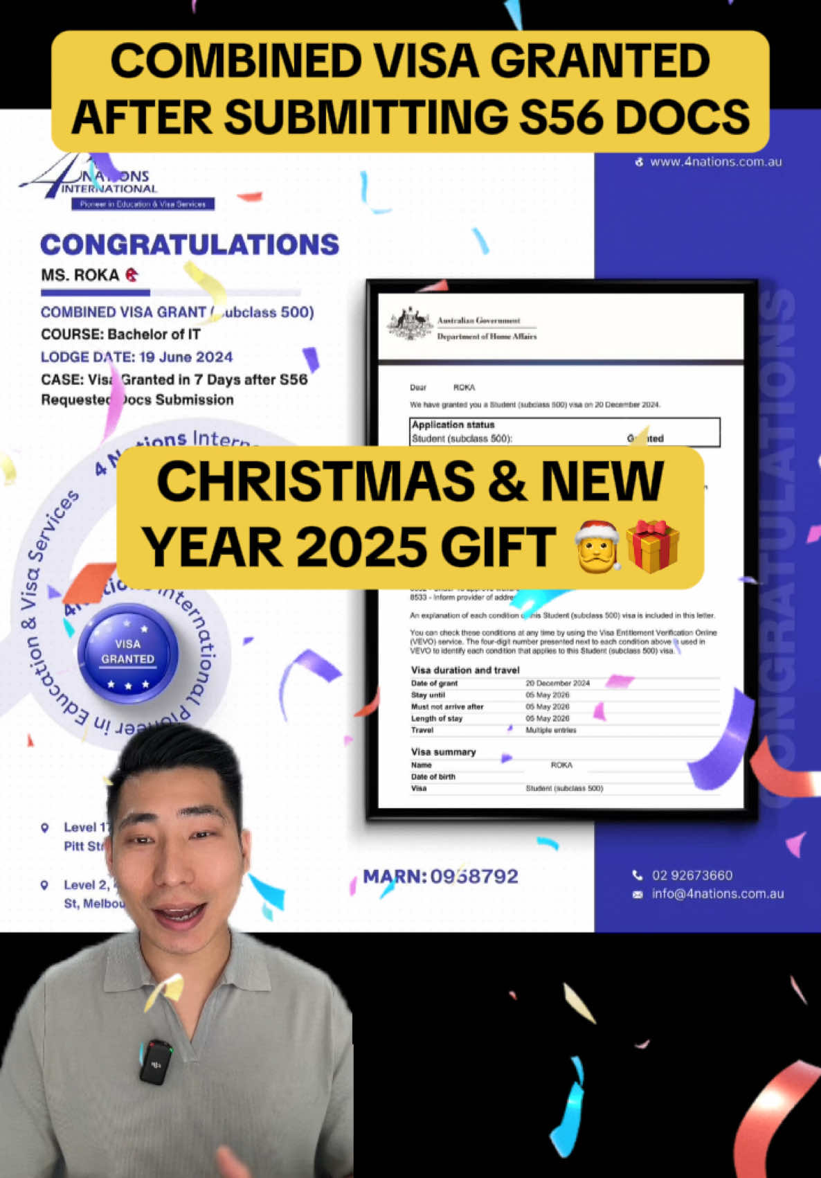 A big congratulations to our client for the successful combined visa grant after submitting s56 documents! 👏 Thank you for trusting us. 🙏 #christmasgift #newyeargift #visagranted #combinedvisagranted #combinedvisaaustralia #dependentvisaaustralia #dependentvisa #nepalicoupleinaustralia #nepalicouplevisa #nepaliinternationalstudent #highereducation #bit #s56documents #s56documentsrequested #s56 #congratulations #successstories #4nationssuccessstories #4nations #4nationsinternational #nepaleseinternationalstudent #4nationsteam #4nationssydney #nepaleseconsultanciesinsydney #nepaus🇦🇺 
