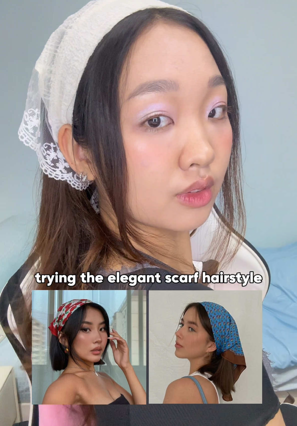 trying the elegant scarf hairstyle🧣 #hairstyle #hairstyletutorial #hairtiktok 
