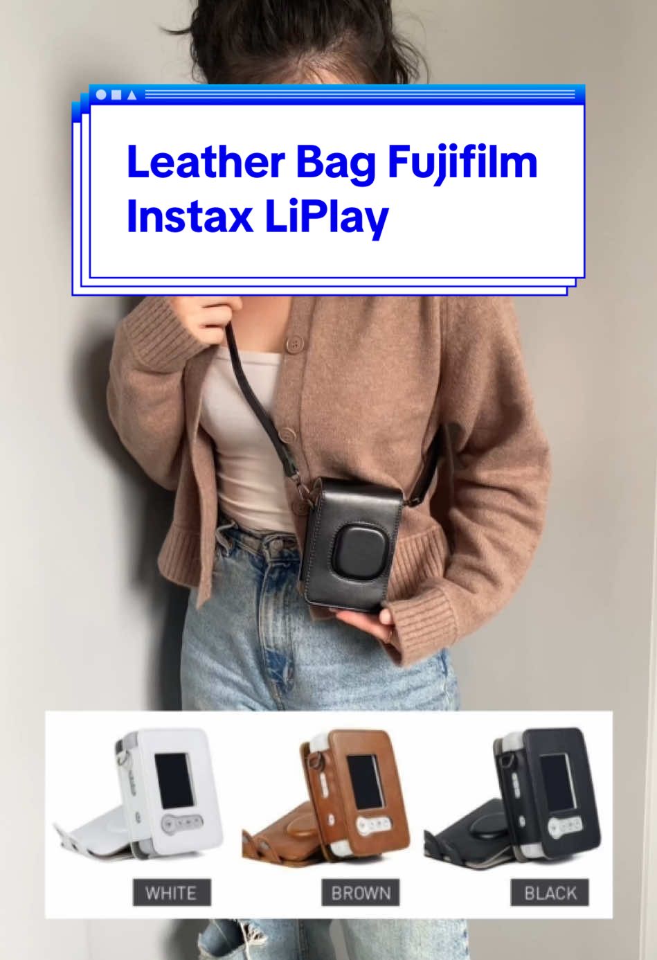 Leather Bag for Fujifilm Instax Liplay 👌🏻📸 #hopmarket #somethingyouhop #viral #foryoupage #viralvideo #fyp #fypシ #fypシ゚viral #livestreamer #livetiktok #leatherbag #instax #fujifilm #liplay #polaroid 