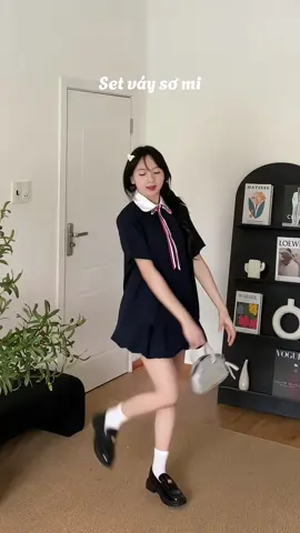 Set áo sơ mi xanh than mix quần váy dáng boom hot hit  #sutano #trending #aokieunu #xuhuong #hangthoitrang #setnuxinh #setbonu #setsominu #setsominuchanvay
