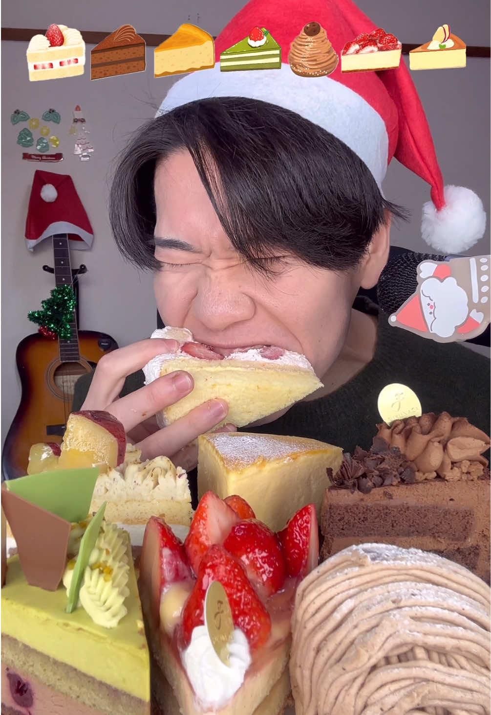 はしゃぐ恋人達はトナカイのツノなんか生やして🎅🎄#ケーキ #飯テロ #大食い #クリスマス #asmr #mukbang #먹방 