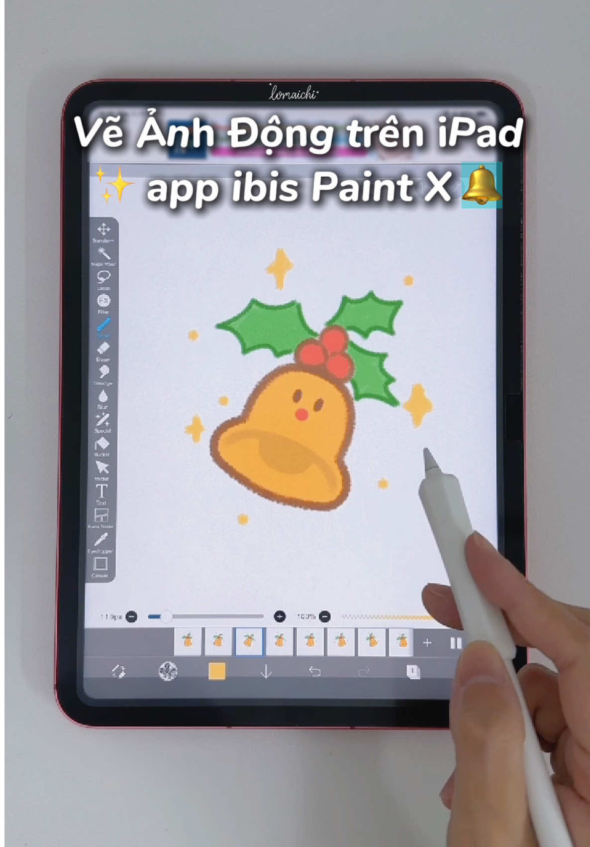 🔔 Mẹo Vẽ Ảnh Động trên iPad cùng app ibis Paint X siêu đơn giản nè! Lần này Chi vẽ chiếc chuông lắc Giáng Sinh nhen. Bạn nào thử vẽ ảnh động chưa? Nếu chưa thì cùng vẽ với Chi trong video này luôn nhen. #ibispaint #ibispaintx #lvmaichi #ibispaintxtutorial #meohay #vetrenipad #digitalart #tipsandtricks #christmas #drawingtutorial #ChristmasBell #Bell #howtodraw #GIF #animation 