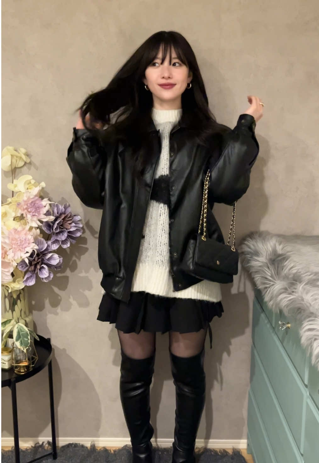 よくご質問貰うタイツは、20デニールです🐈‍⬛⟡.· : outer:mielcrishunant knit:nugu skirt:SENEE boots:RANDA : #ZOZOTOWN#冬服#骨格ウェーブ
